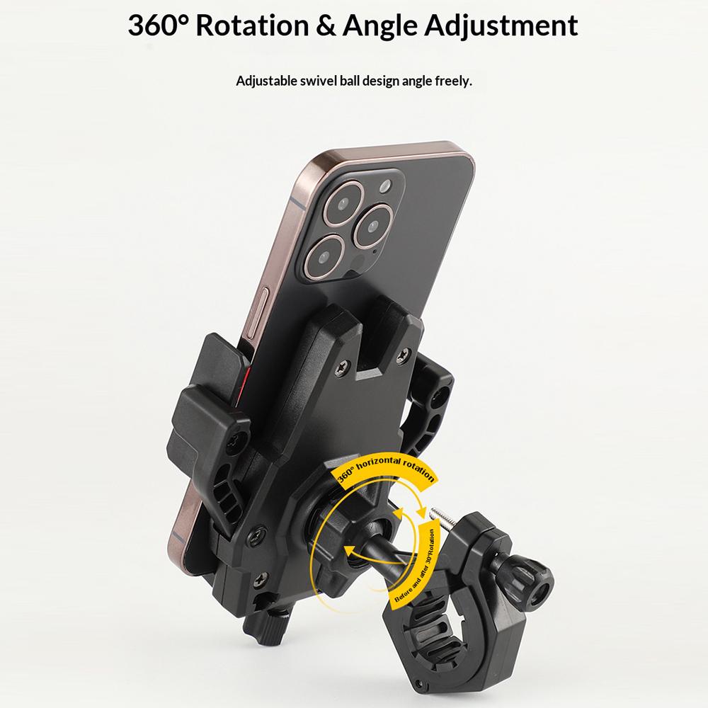 BENGGUO BG-1121 Bicycle Motorcycle Phone Holder 360-Degree Rotating Phone Mount for 55-95mm Devices Navigation Holder