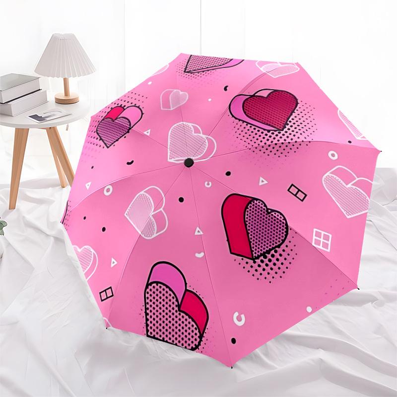 1pc Heart beat Automatic Folding Umbrella - Portable Collapsible Design, 8-Rib Iron Frame, Playful Design yy251215241