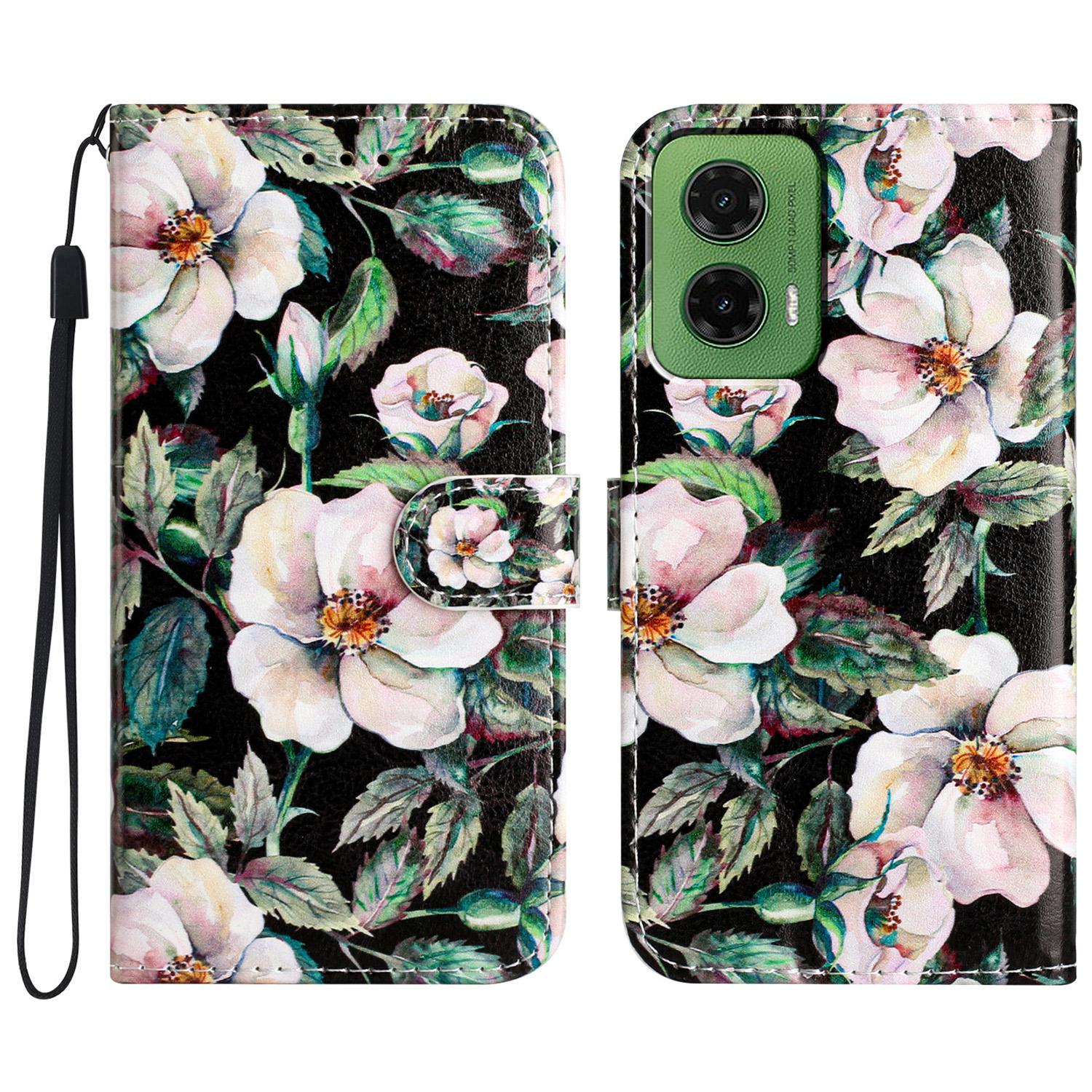 

For Motorola Moto G35 5G Wallet Case Printed Pattern Design Leather Phone Cover Magnolia