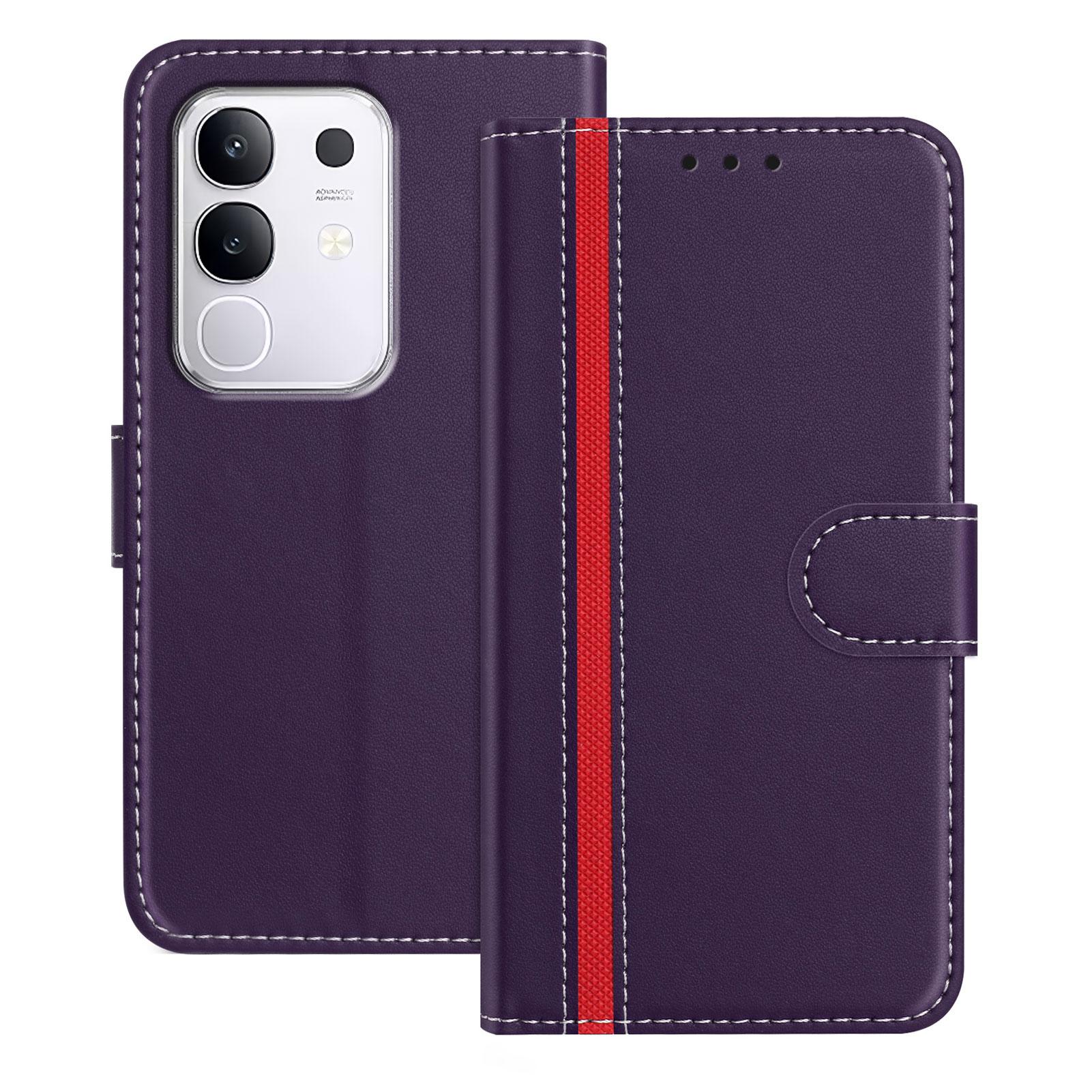 

Для vivo Y29 4G Чехлы для телефонов Кошелек Подставка Цветная кожаная обложка с магнитной застежкой Purple