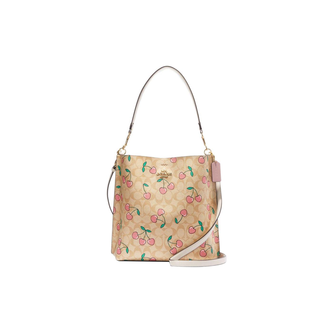 

Coach Mollie Classic Logo Heart Cherry Print Faux Leather Bucket Bag Women bags Beige CE611-IMOT4 Basic Set (Bag+Dust Bag)