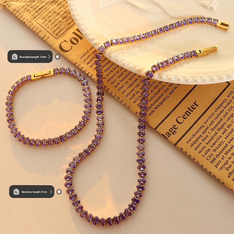 Elegant Noble Lady Necklace and Bracelet Set with Zircon Accents