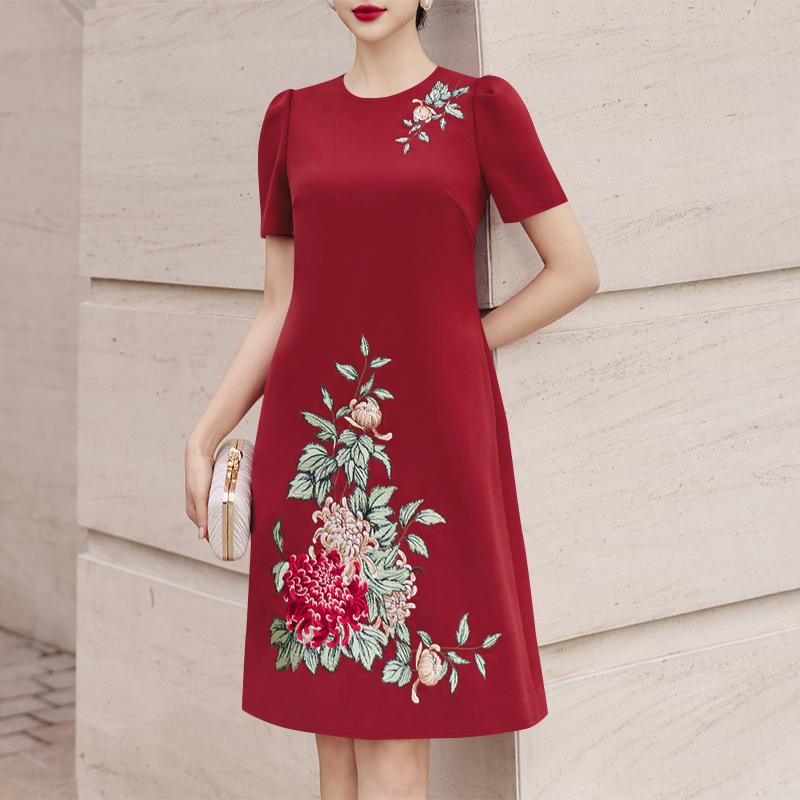 

ZANZEA Женское повседневное платье с круглым вырезом и коротким рукавом Летнее платье с принтом 3XL красный