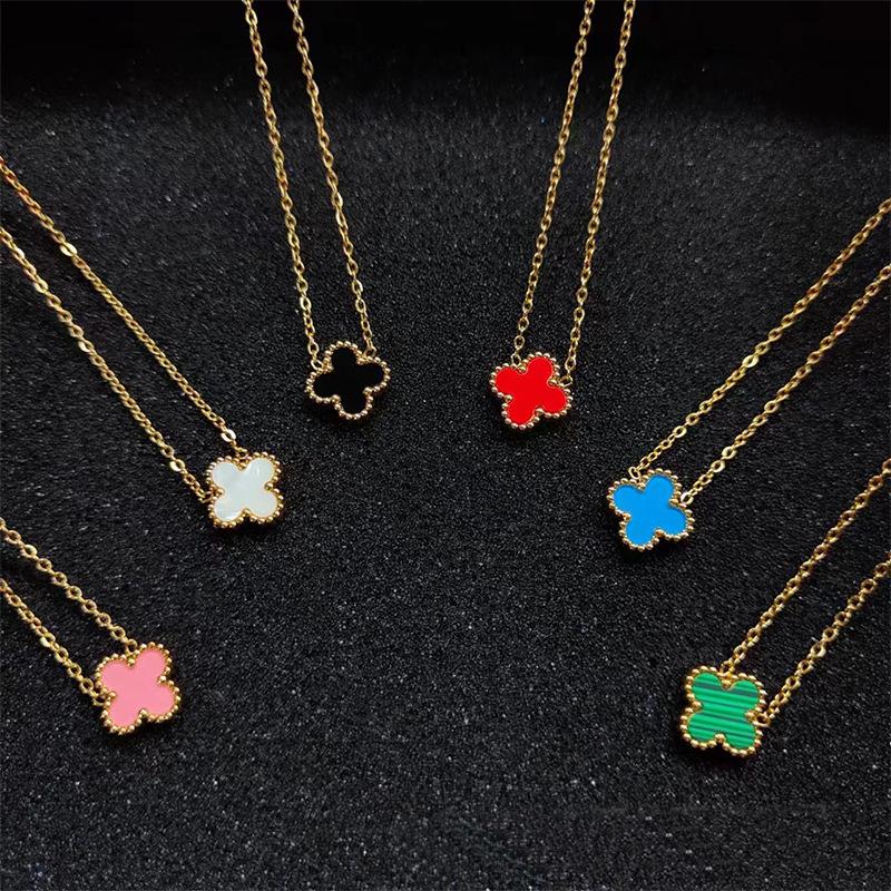 Four-Leaf Clover Necklace Double-Sided Lucky Grass Titanium Steel Does Not Lose Colour Women's Necklace Classic Fashion Collarbone Chain