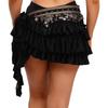 Falda de Cadera para Danza del Vientre para Mujer Cadena de Cintura Retro Lentejuelas en Niveles Volantes con Cordones Envoltura de Cadera para Danza de la India Rumba Danza Latina