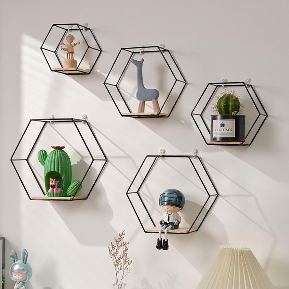 Ironwork Storage Rack Wall-mounted Living Room Wall OrnamentsFigurine Storage Rack Room Wall Decoration and Wall Ornaments