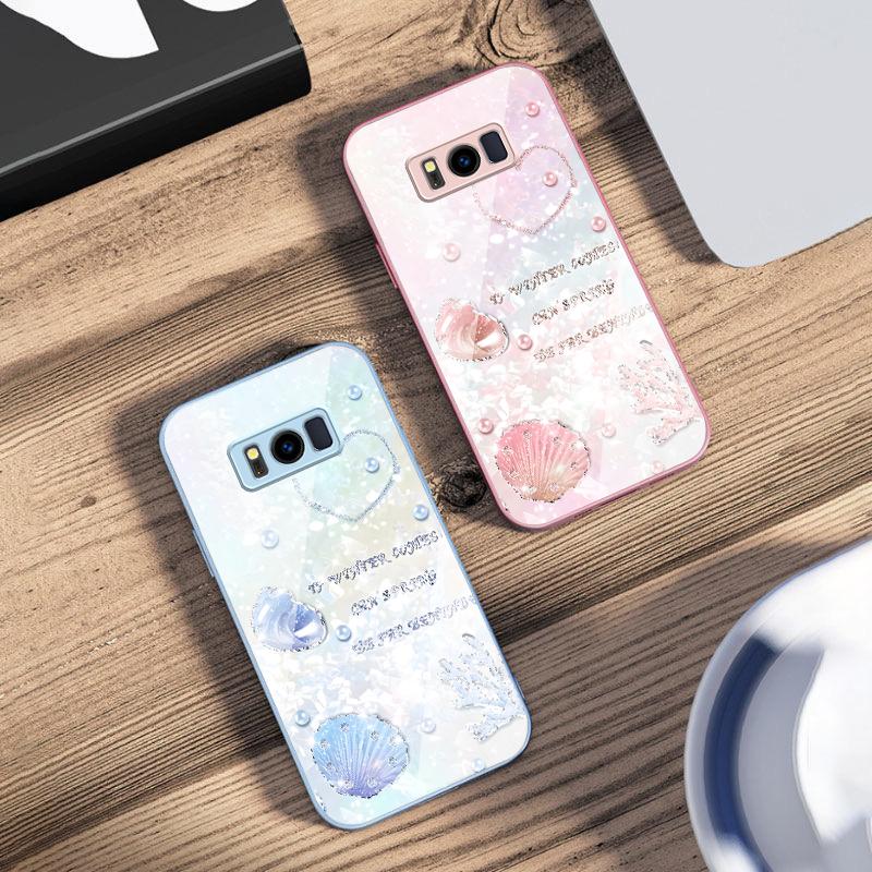 Beautiful Purple Shell For Samsung S25 S25 Edge S25Ultra S8 9 S10 20 U Ltra S21 Pro 22 Plus S23 FE S24 Ultra Glass Phone Case