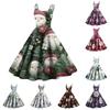 Women's Fashion Christmas Printed Sexy Strapless Gothic Cocktail Dress Punk, Vintage Dress.
