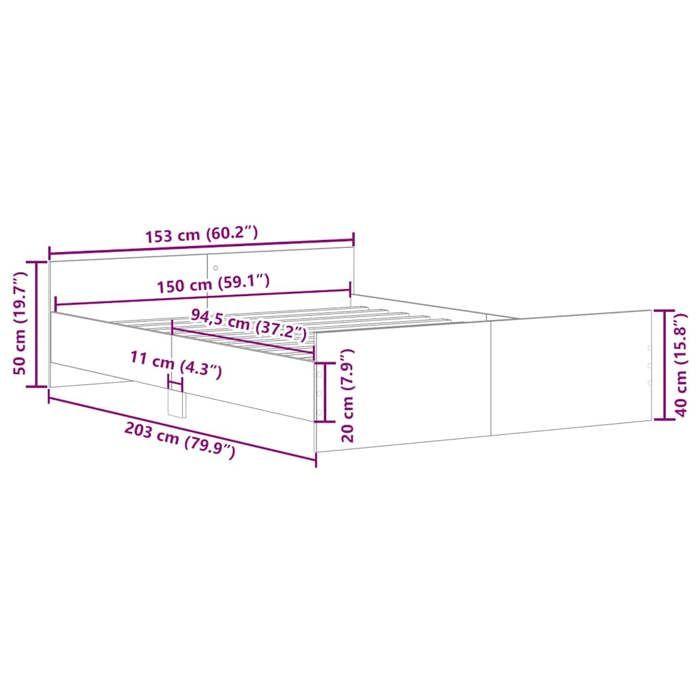 VidaXL Cadre de lit tête de lit et pied de lit gris béton 150x200 cm 3203757