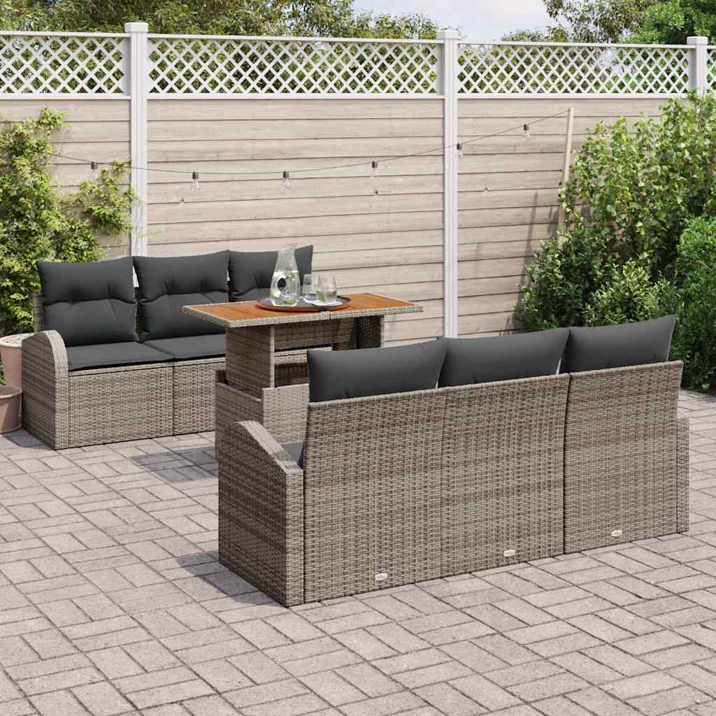 Garden Sofa Set with Cushions 7 Pcs Gray