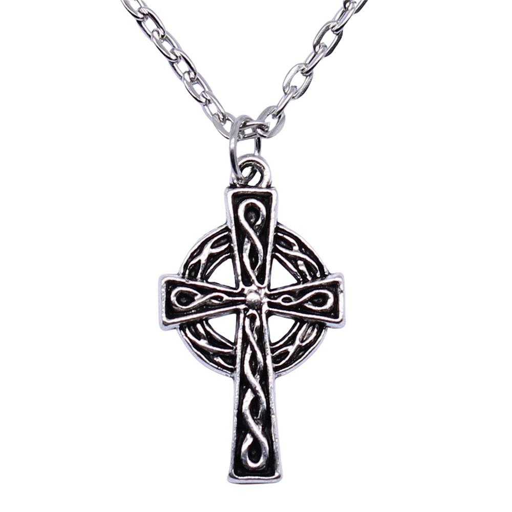 Pray Amulet Charm Necklace Cross Pendant Vintage Halloween Witchy Jewelry 43cm Chain