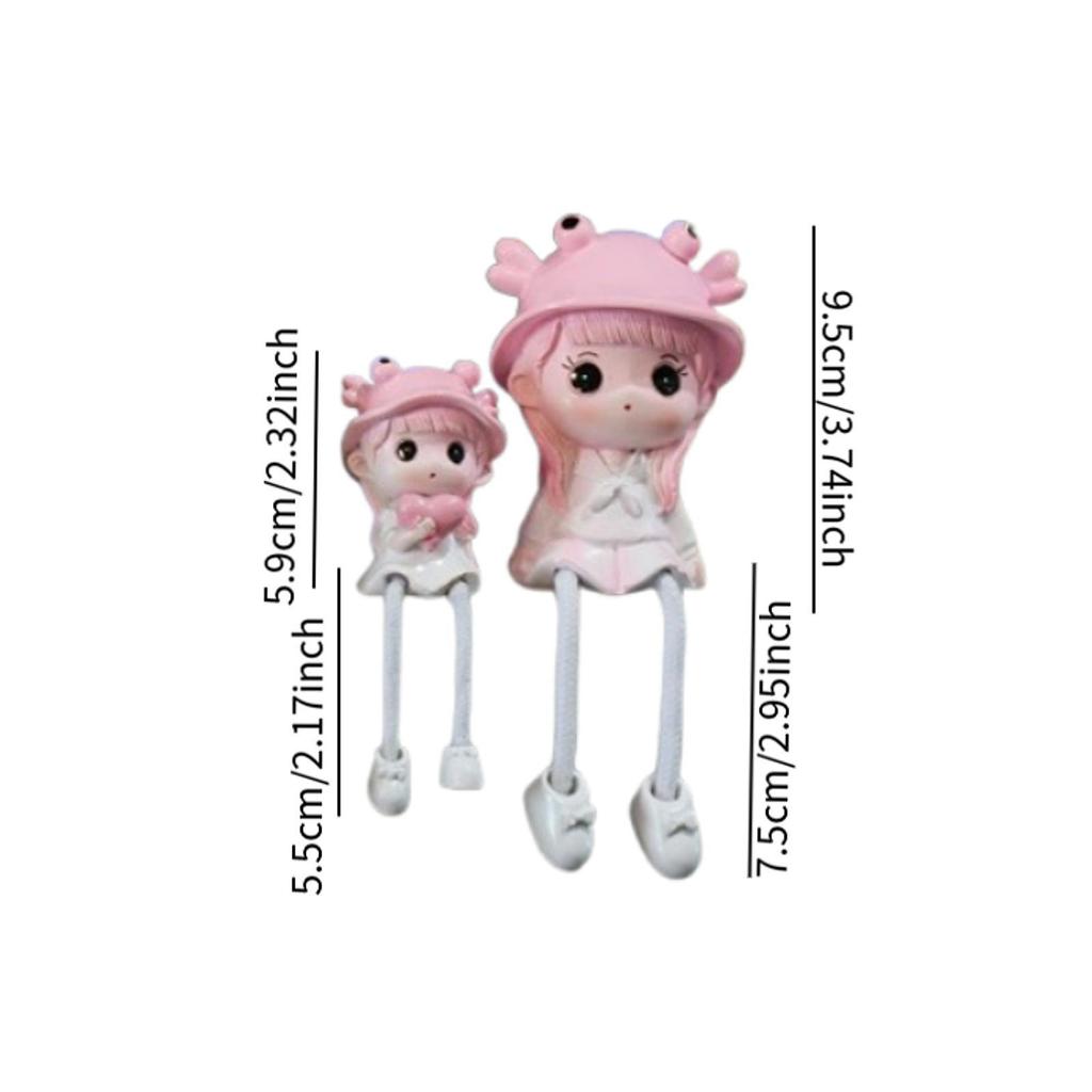 4x Hanging Feet Doll Statues Family Sculpture Miniature Trendy Cute Doll Ornaments for Festive Desktop Party Decoration Gifts