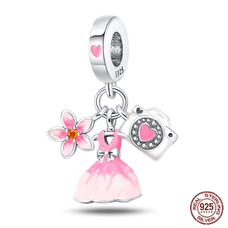 Copper Colorful Masquerade Series Sexy Mask Feather Dress Charms Beads Fit Qikaola Original Bracelets Diy Jewelry