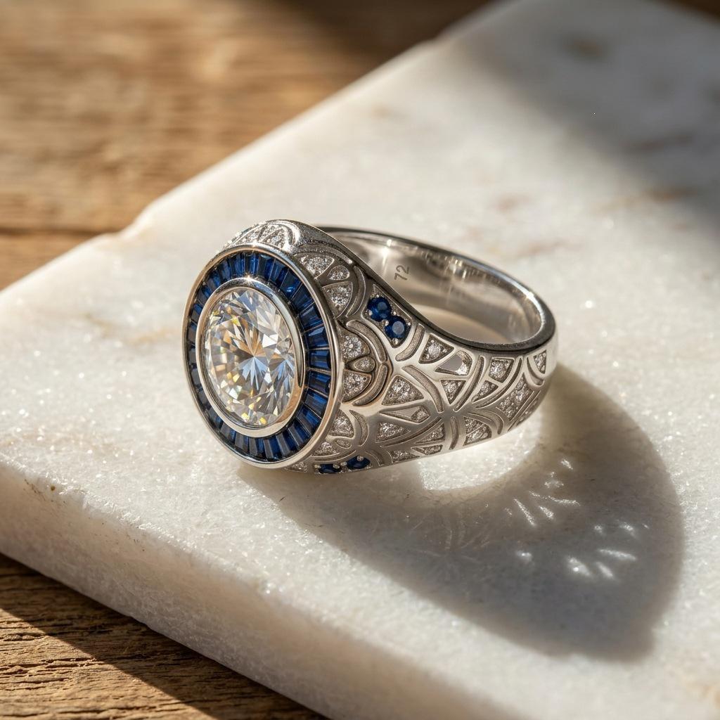 Men's Retro Hip Hop Moissanite Ring - S925 Sterling Silver, 3 Carat Trendy Fashion Jewelry