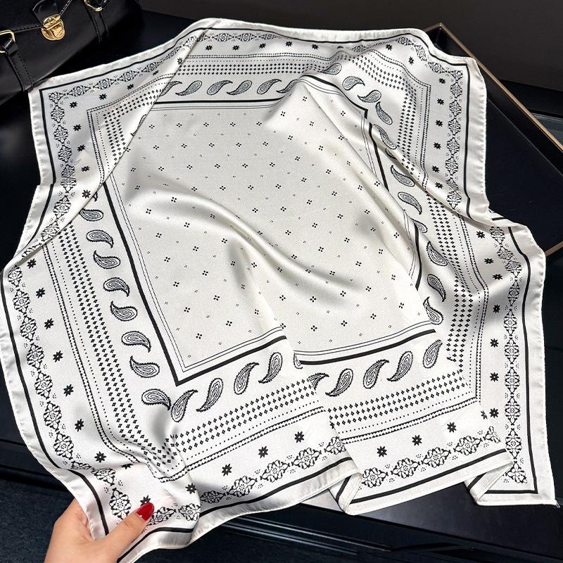 70cm Square Women's Scarf 1 PC Satin Bandanna Bag Scarf Head Band Fashion Paisley Print Hair Shawl Wrap Female Neckerchief Hijab