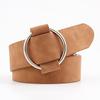 Women Fashion Casual Belts Simple Round Buckle Leather Waistband for Jeans Dress