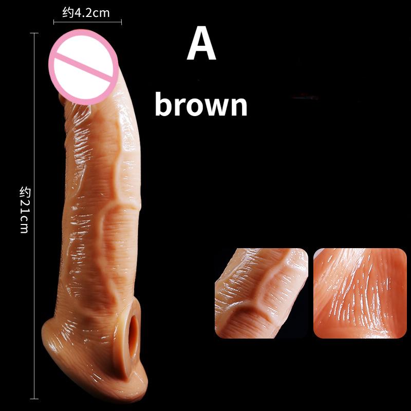 21cm Realistický rukáv na penis Velký rukáv na zvětšení penisu Zámek na prodloužení penisu Sperm Kondom Sexuální hračky pro muže Sexuální produkty