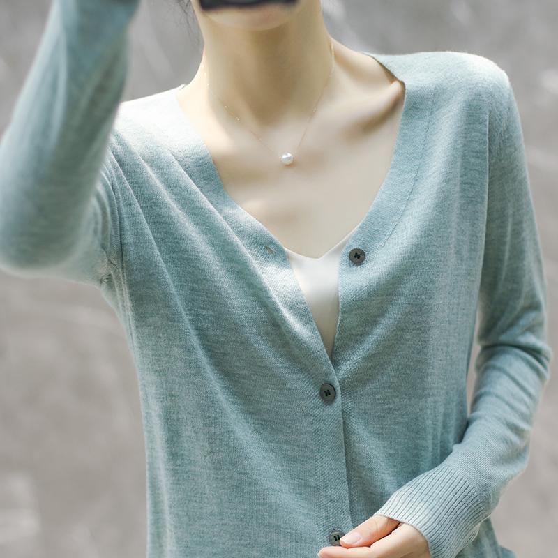 Pulover de lână de damă Qinghe cașmir 50% mătase 50% lână cardigan de lână toamnă și iarnă moale și calduroasă