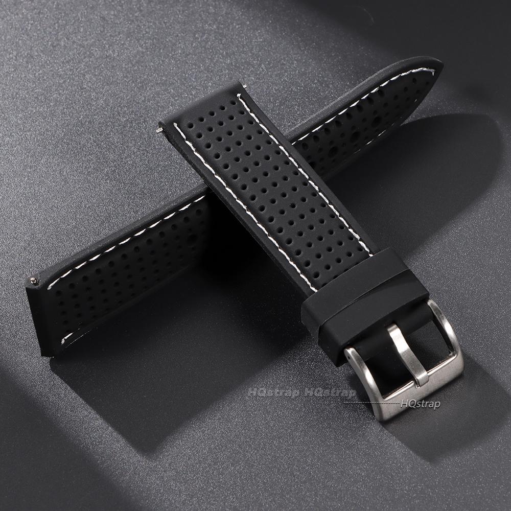 Breathable Silicone Sports Watchband 20mm 22mm 24mm for Smart Watch Rubber Wrist Strap Soft Waterproof Universal Band Accessory
