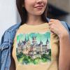 Watercolor Castle Graphic Tee: Unisex Fantasy Shirt
