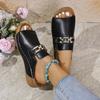 2025 summer new foreign trade large size women's platform sandals top metal buckle decorative sole polyurethane sole