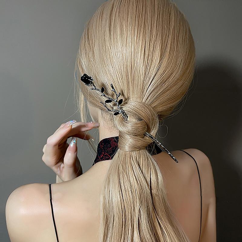 New Chinese Style Chopstick Hairpins Women Headdress Accessories Vintage Rose Hair Sticks Hairwear