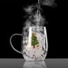 300ML high borosilicate double-layer heat insulation high temperature glass Christmas cartoon pattern with sequined water cup