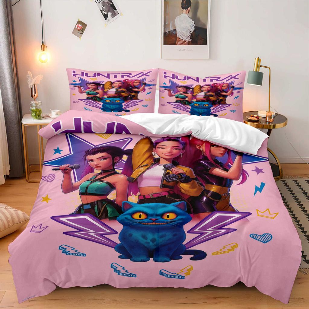K-Pop Demon Hunters Povlečení pro Fanouškovské Děti Lze Prát v Pračce Odolné Velikost King Queen Twin pro K-pop Dívky Domácí Dekorace Ložnice