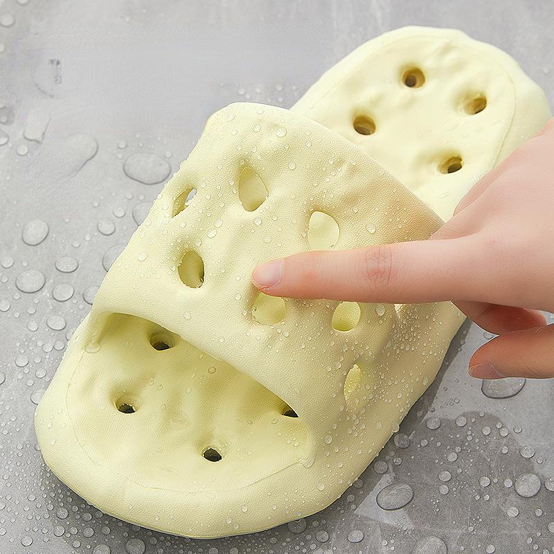 fashion Women New Bathroom Slippers Fashion Hollow Out Design Bathing Non Slip Couple Thick Sole Household Men Outwear Non-slip Shoes