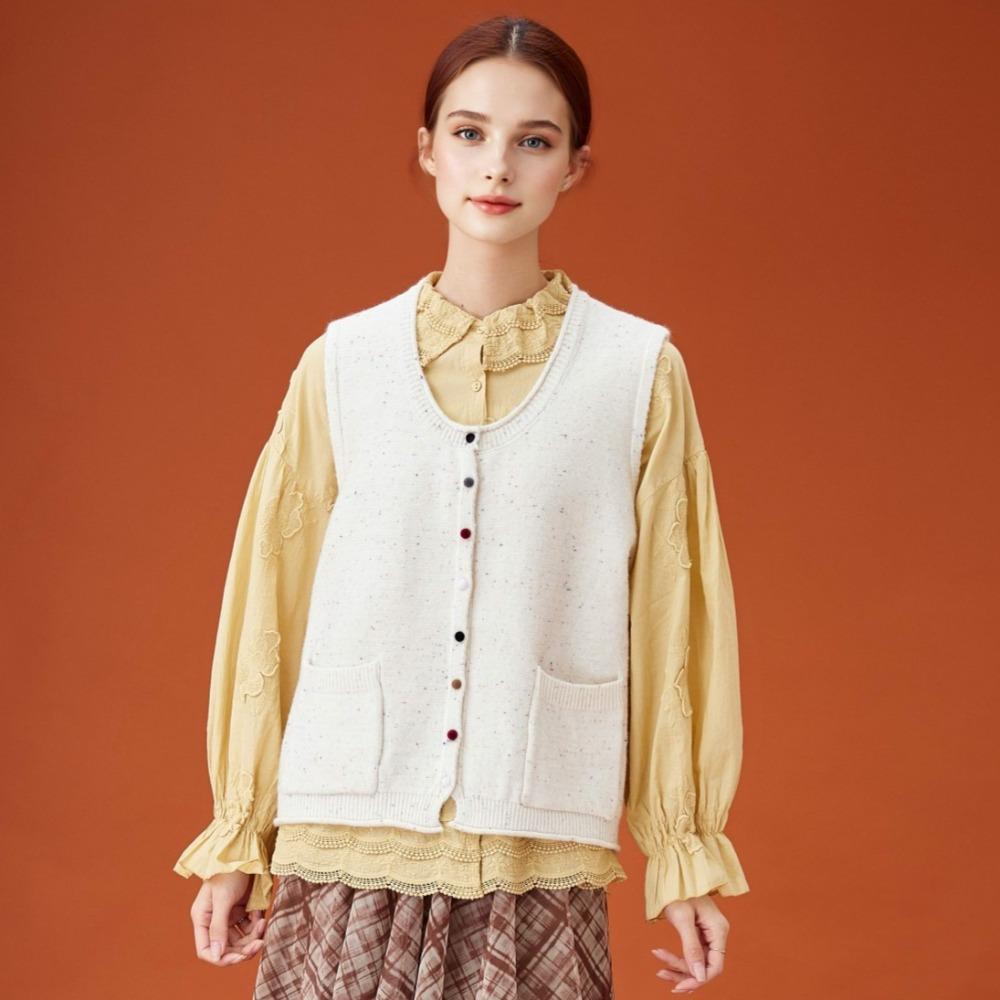 DIMANAF 2026 Autumn Women Sleeveless Vest Sweaters Knitting Buttons Casual Style Loose Sweater