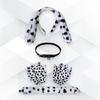 Dalmatian Puppy Costume Accessories with Ears Headband,Gloves,Tail Bells Choker Necklace Halloween Animal Dress Up Set
