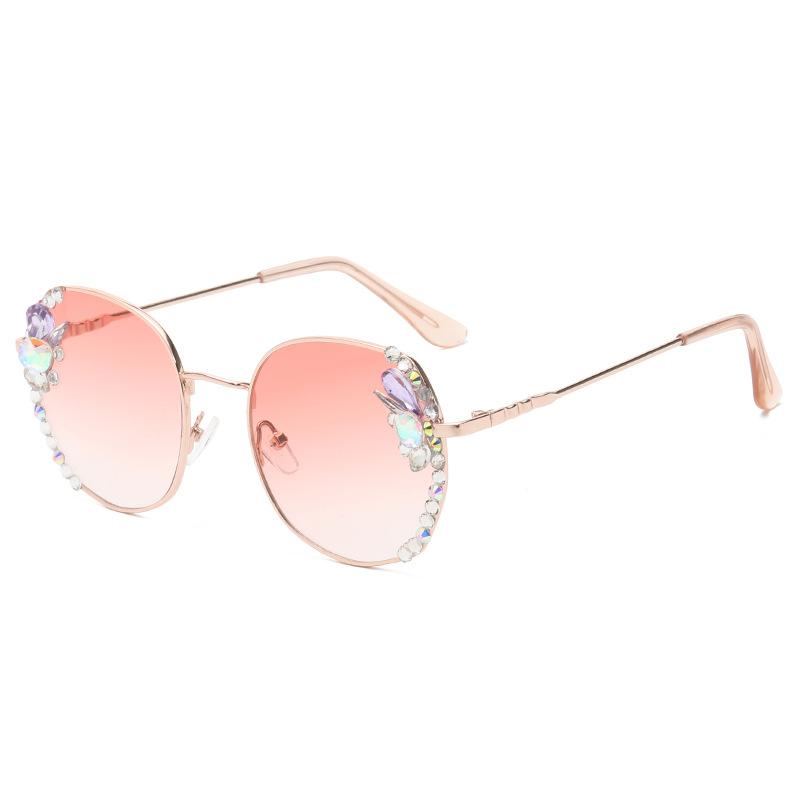 Crystal sunglasses fashionable frame elegant womens diamond-set street shot sunglasses anti ultraviolet rays