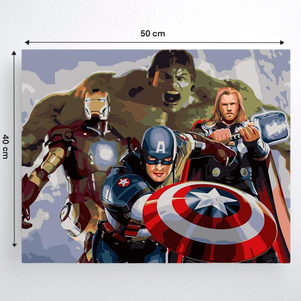Paint by Numbers with Frame Paintings To Paint - Marvel 50x40 Cm