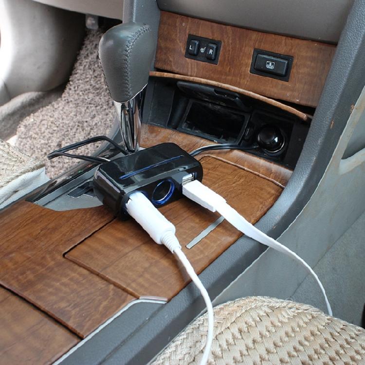2 Way Multiple Socket Car Cigarettes Lighter Splitter USB Charging 12V/24V Adapter with USB Port