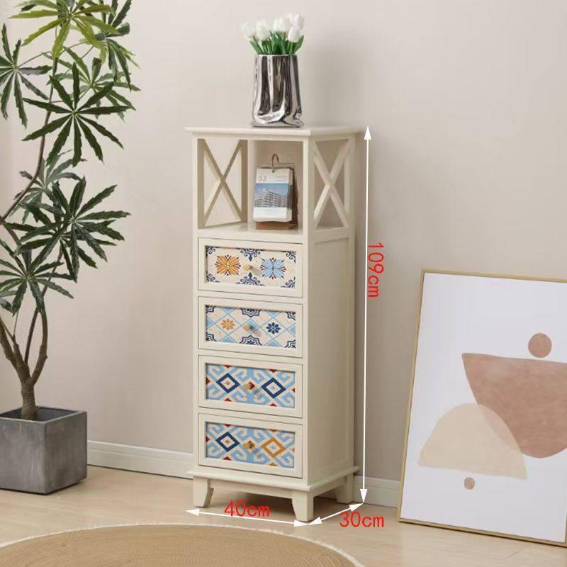 Vintage Solid Wood Flower Stand with Drawers