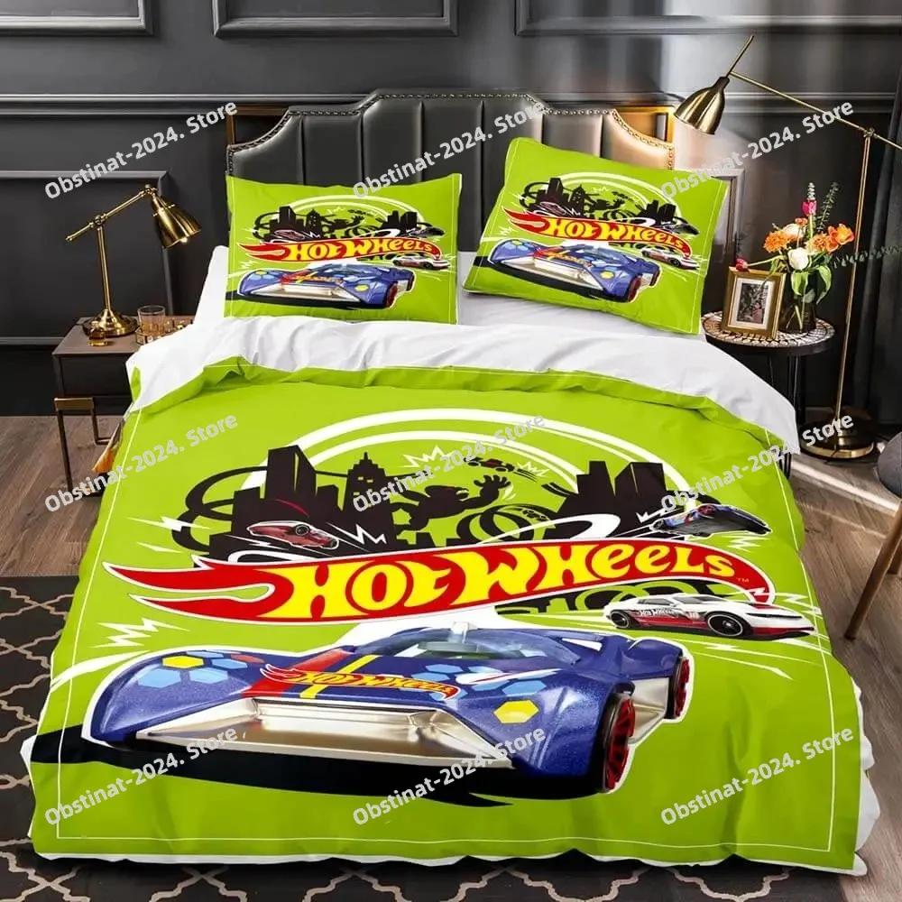 Monster Truck Hot Wheel Povlečení Sada Povlečení s Potiskem s Povlakem na Polštář Potah na Peřinu Měkký Jednolůžko Dvojlůžko Queen Super King Velikost