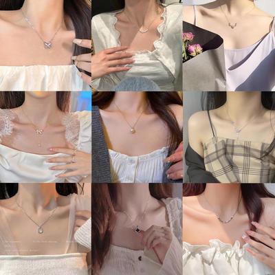 Trendy Pearl Necklace: High-Grade Titanium Steel Clavicle Chain for Women