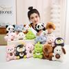 Plush Toy 9 Styles Animal Doll Set Panda Pig Elephant Cat Bear Cute Stuffed Soft Fluffy Wooden Tag Birthday Holiday Gift Decor