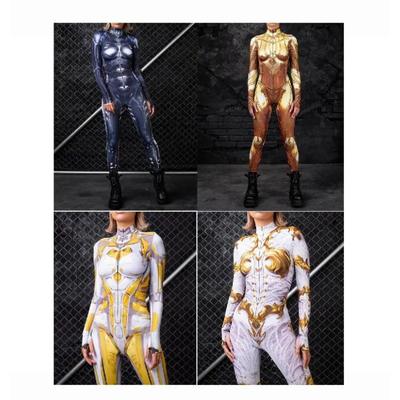 Combinaison moulante sexy pour femme CyberPunk, combinaison de cosplay cool, costume de catsuit Steampunk, fête d'Halloween, spectacle, costume zentai