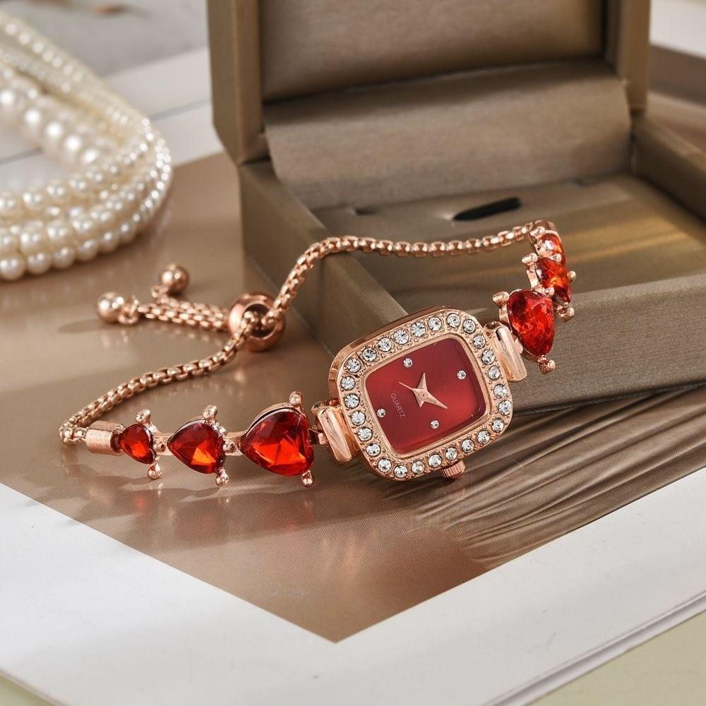 Heart-shaped Women's Bracelet Watches Precise Quartz Watch Diamond-studded Watches  Birthday Gift