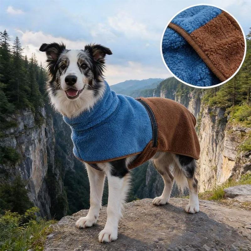 Autumn and Winter New Pet Clothes Lamb Wool Double-layer Dog Clothes Jacket Small Medium and Large High Neck Warm Dog Clothes