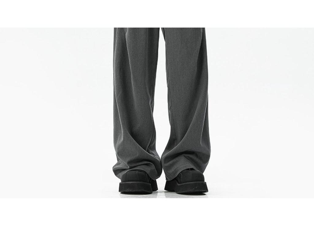 Unisex Dark Grey Paratrooper Pants - Spring/Autumn Loose Fit, Pleated, Wide-Leg Trend