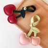 Cherry Bag Pendant Keyring for Ladies PU Leather Fruit Shape Key Ring Jewelry Stylish Decoration for Phones and Wallets