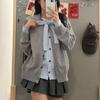 2025 Autumn Women's Korean Color Block Spliced Knit Cardigan Sweater