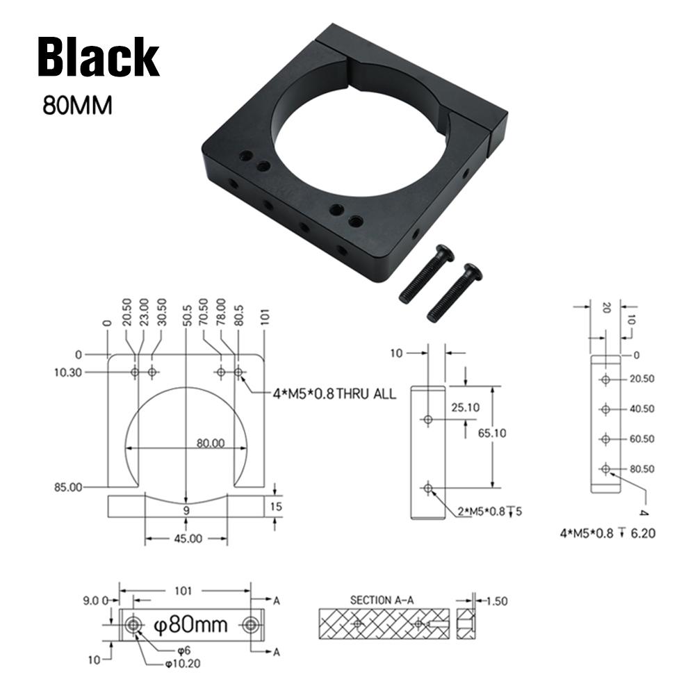 HLTNC 52mm 55mm 65mm 80mm 100mm 105 125mm CNC Aluminum Spindle Motor Fixture Clamp Bracket For Openbuild Engraver Router