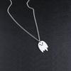 Sad Ghost Pendant Necklace for Women Men Stainless Steel Jewelry Halloween Child's Gift