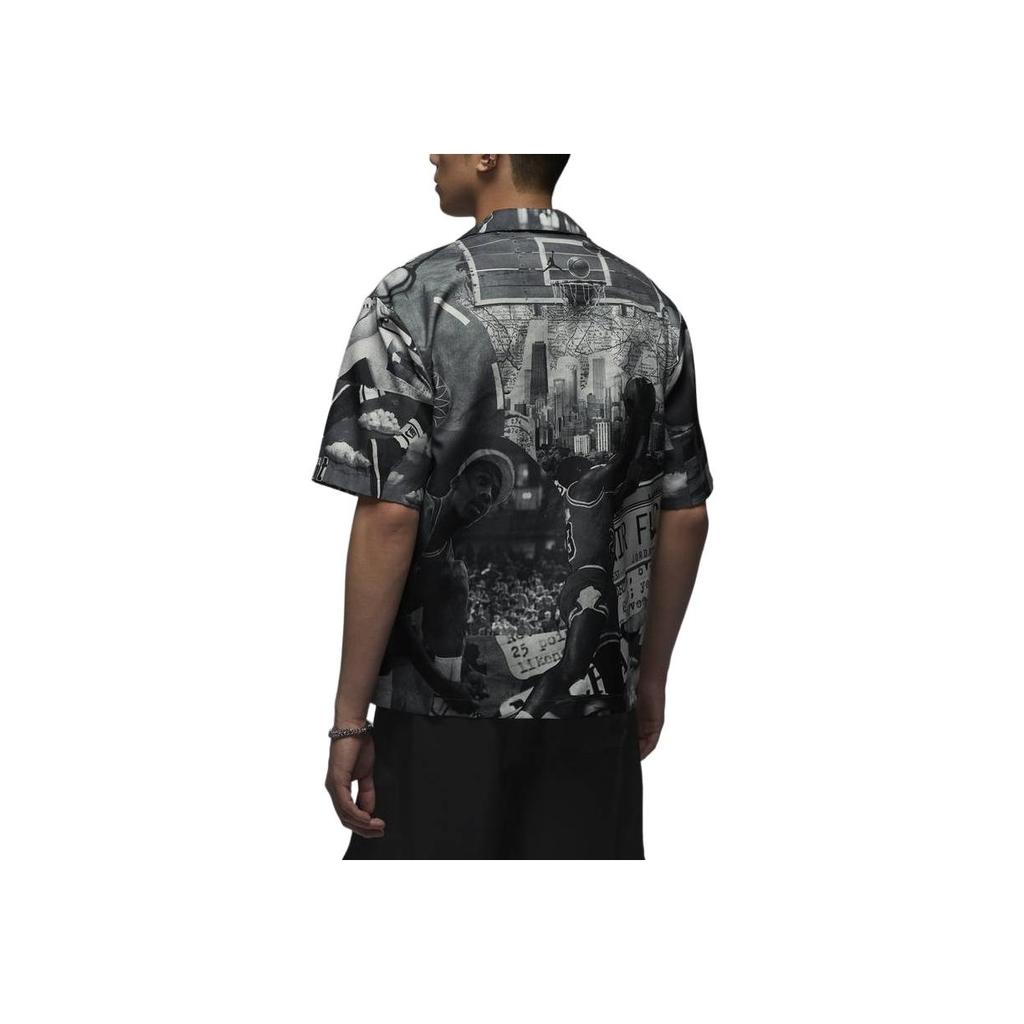 Jordan All Over Print Comfortable Sports Fashion Breathable Short Sleeve Shirt Men Shirts Charcoal-Gray FV7312133