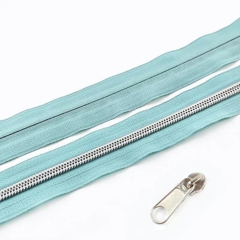 3/5/10M 5# Nylon Zipper Tape with Slider Bags Clothes Repair Zippers Plastic Coil Zip DIY Garment Replace Sewing Accessories