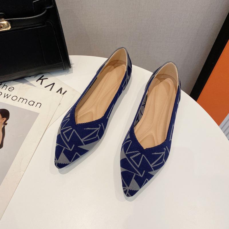 Woven shoes spring and autumn fly-woven light mouth flat bottom soft sole pointed single shoes women
