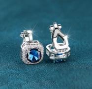 Wish platinum super flash square full of diamonds and large zircon ear clips, simple and small temperament